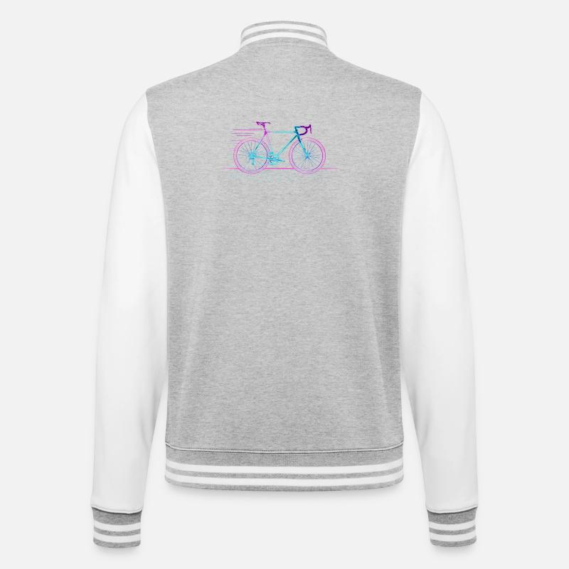 Vélo néon rétro en lignes - Veste Teddy - gris chiné / blanc