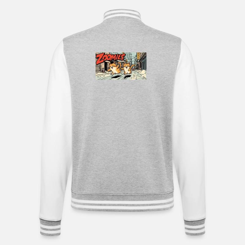 Course de chat anime - Veste Teddy - gris chiné / blanc