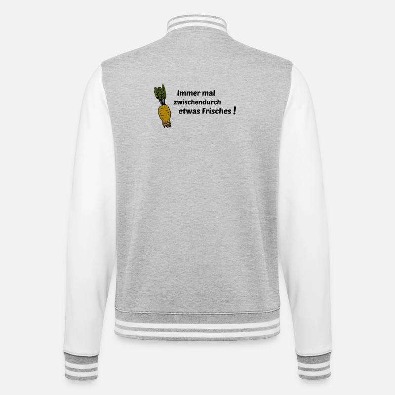 Immer mal etwas Frisches - College-Sweatjacke - Grau meliert/Weiß