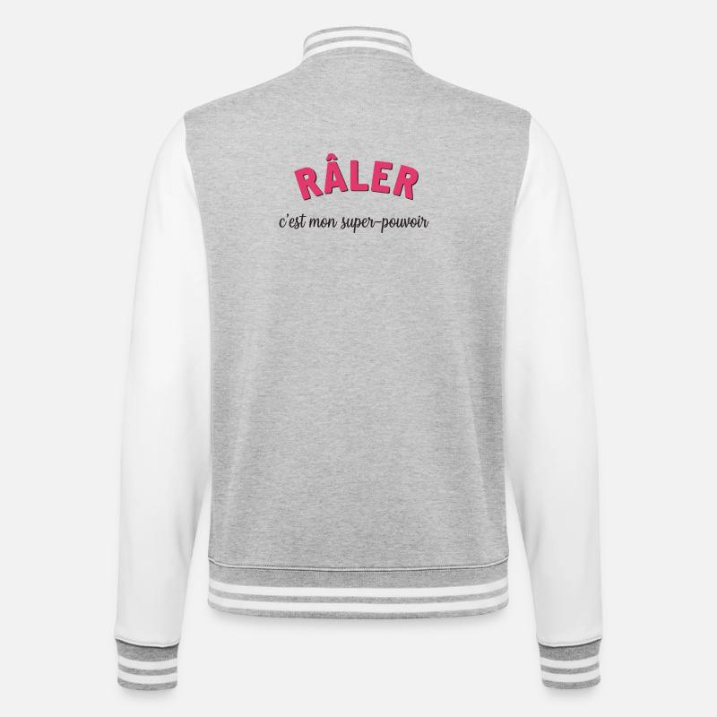 humour - râler c'est mon super pouvoir - Veste Teddy - gris chiné / blanc
