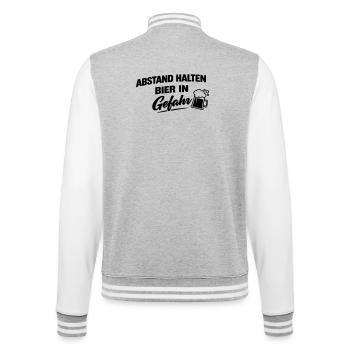 Bier in gefahr - College-Sweatjacke - Grau meliert/Weiß - Hinten - Marisol (170cm)