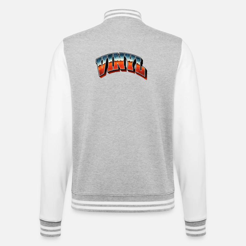 Vinyl-Bootleg - College-Sweatjacke - Grau meliert/Weiß