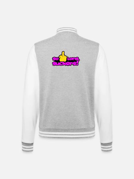 solongsuckers2_magenta - College Sweat Jacket - heather grey/white