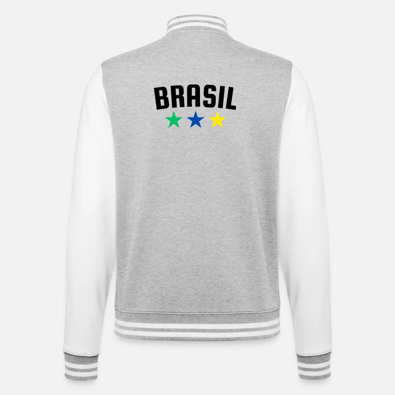 Brazil Three Star Design B - College Sweat Jacket - heather grey/white