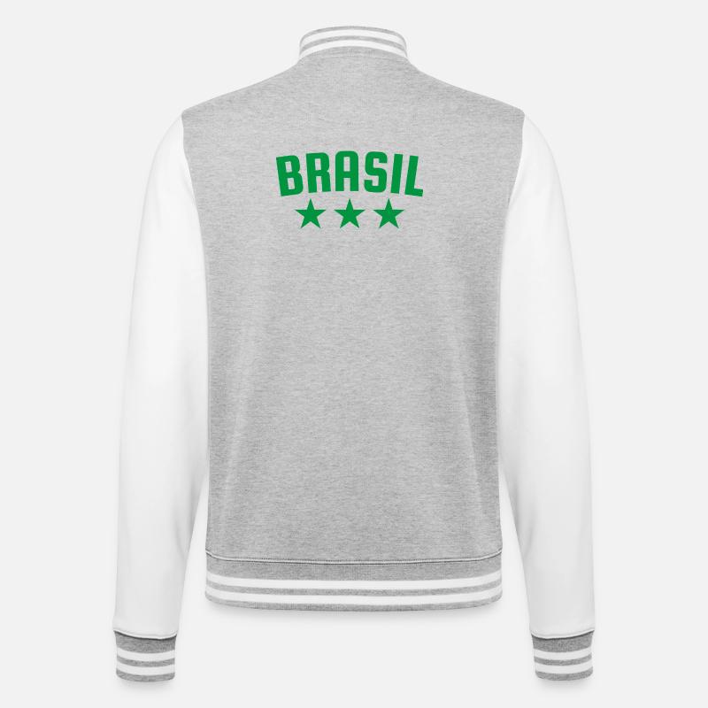 Brésil 3 étoiles Design Green - Veste Teddy - gris chiné / blanc