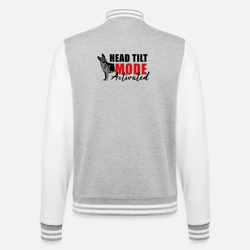 Schäfi Silhouette - Head Tilt linear Schäferhund - College-Sweatjacke - Grau meliert/Weiß