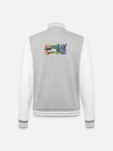 Walhai-Rhincodon-Typus - College-Sweatjacke - Grau meliert/Weiß