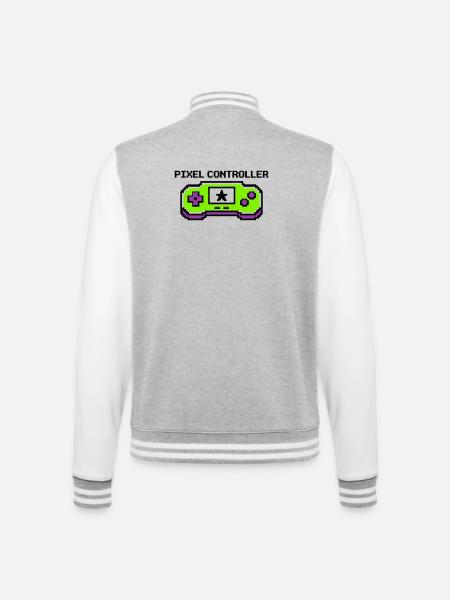 Pixel Controller Logo Graphic - College Sweat Jacket - heather grey/white