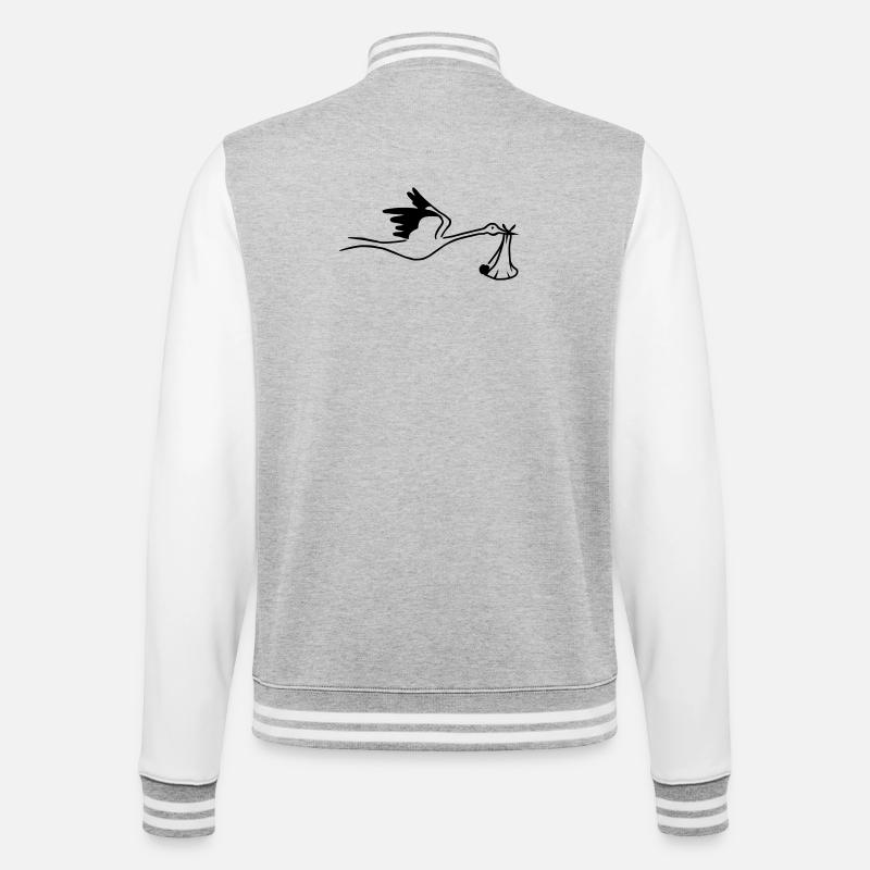 Cigogne avec bébé - Veste Teddy - gris chiné / blanc