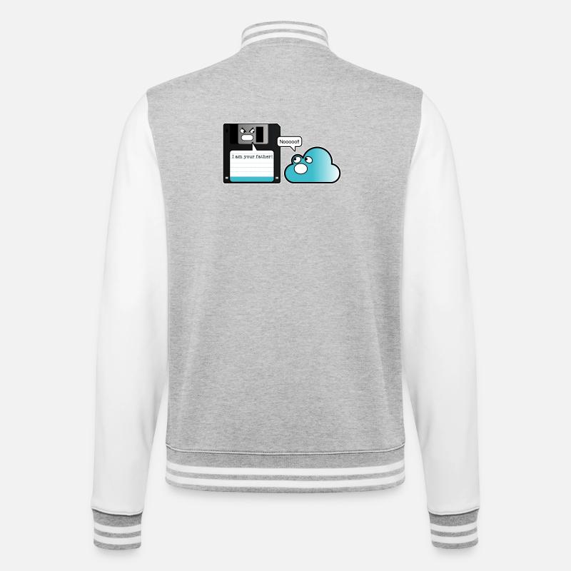 Floppy cloud memory father computer joke - College Sweat Jacket - heather grey/white