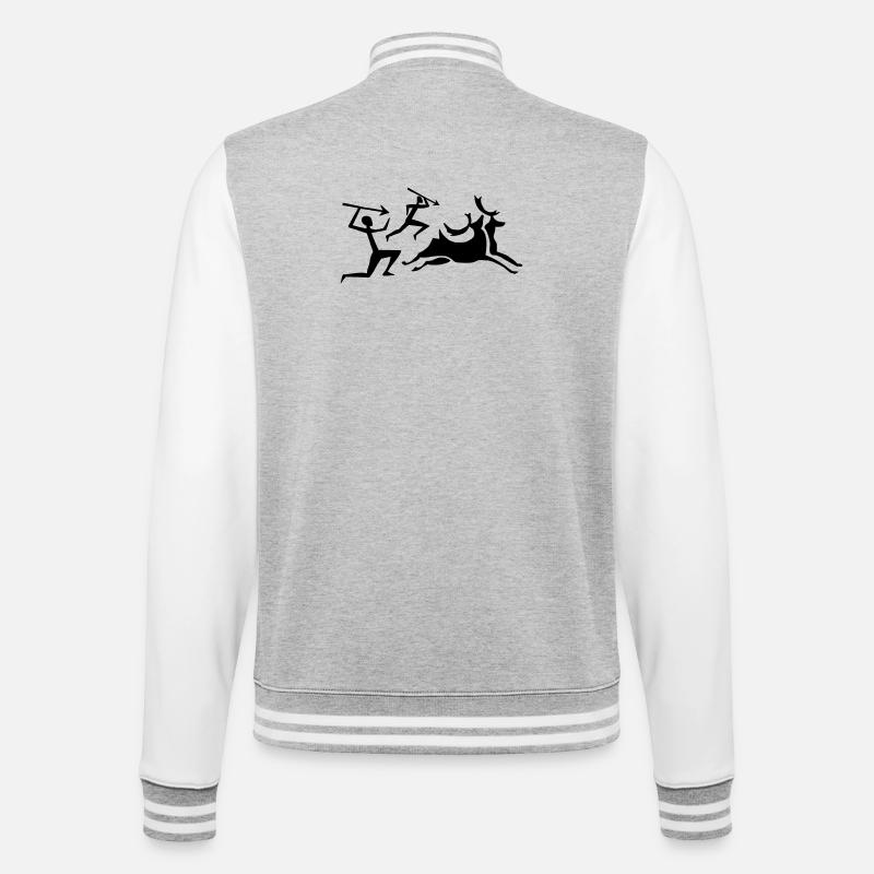 Höhlenmalerei Jäger - College-Sweatjacke - Grau meliert/Weiß