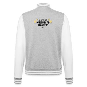 der weltbeste darter - College-Sweatjacke - Grau meliert/Weiß - Hinten - Marisol (170cm)