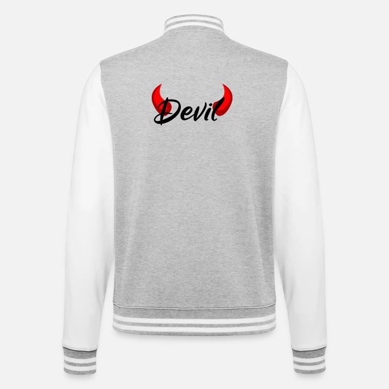 Ich bin ein Teufel - Devil - College-Sweatjacke - Grau meliert/Weiß