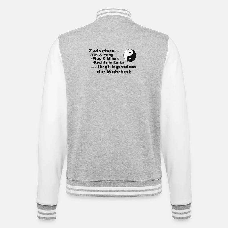 Zwischen Yin & Yang.... - College-Sweatjacke - Grau meliert/Weiß