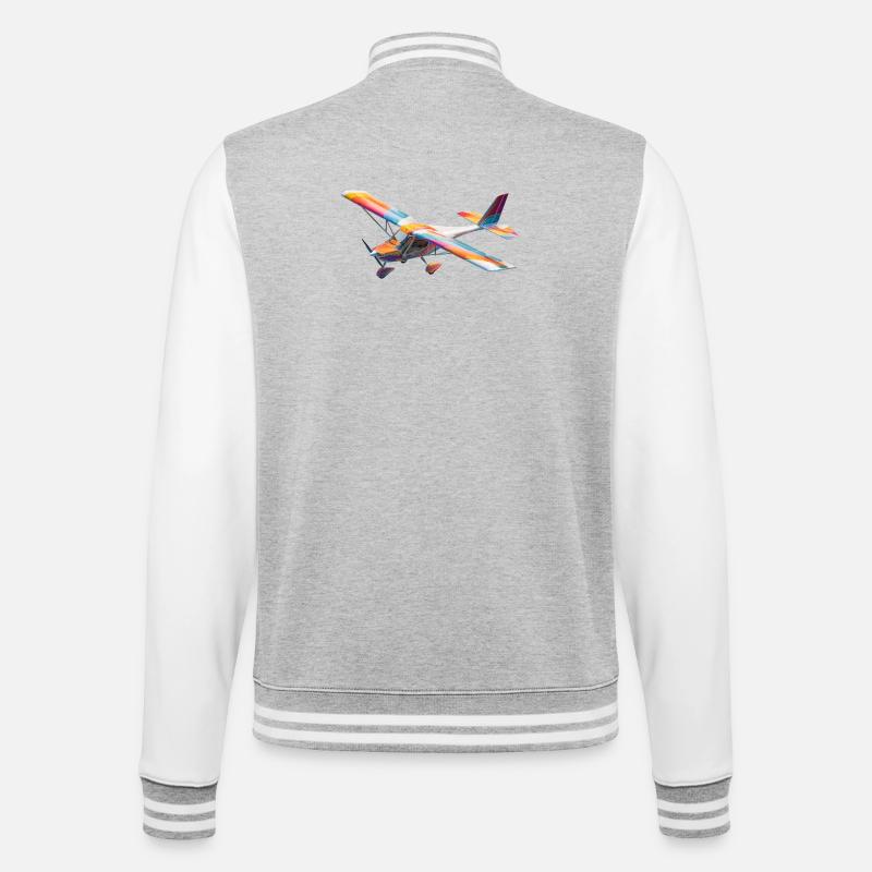 RC Rainbow Airplane Pattern - College Sweat Jacket - heather grey/white