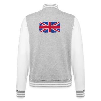 Grunge Union Jack Flag Art - College Sweat Jacket - heather grey/white - Back - Marisol (170cm)