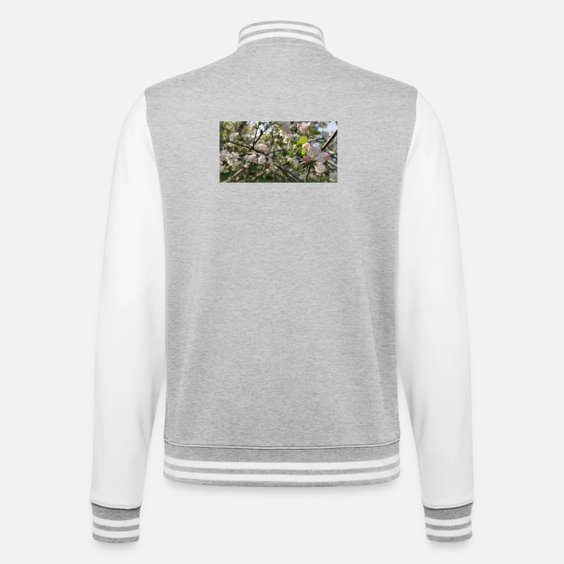 Cherry blossom branches Spring - College Sweat Jacket - heather grey/white