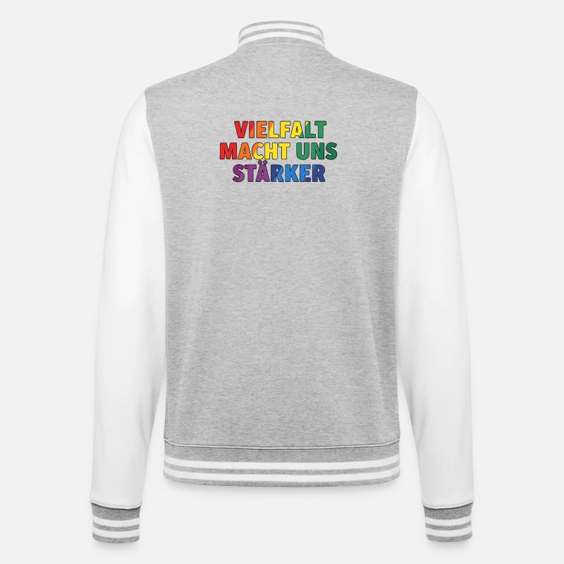 Diversity makes us stronger – Regenbogen Design - College Sweat Jacket - heather grey/white