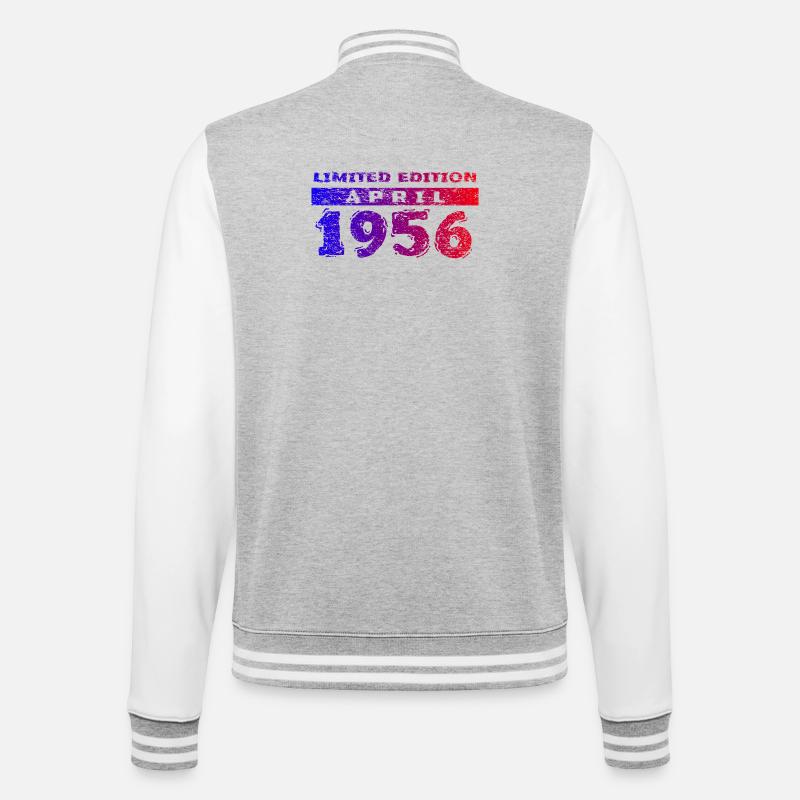 70e anniversaire Édition Limitée 04/1956 - Veste Teddy - gris chiné / blanc