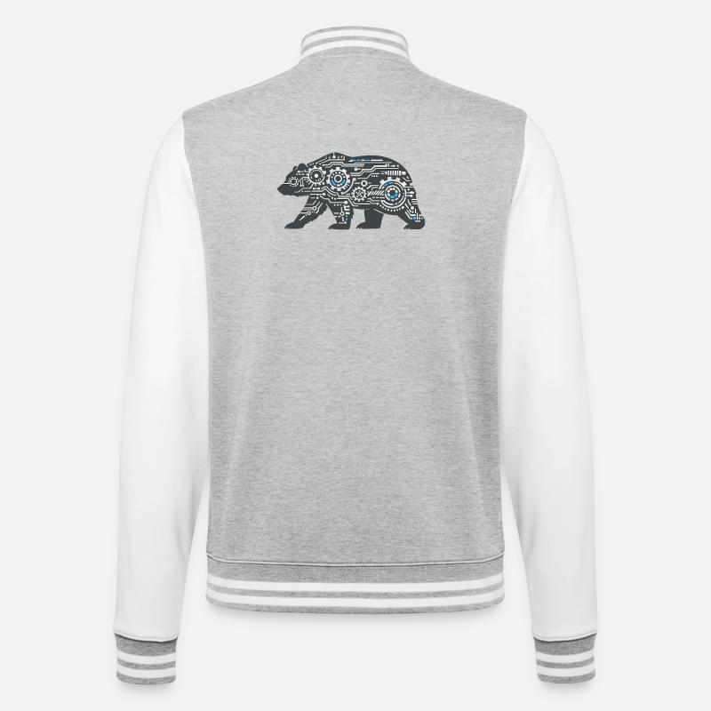 Kibernetic Bear Circuit Pattern - College Sweat Jacket - heather grey/white