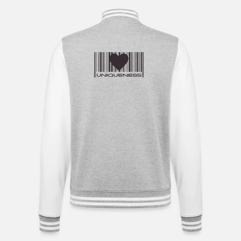 Uniqueness - College-Sweatjacke - Grau meliert/Weiß