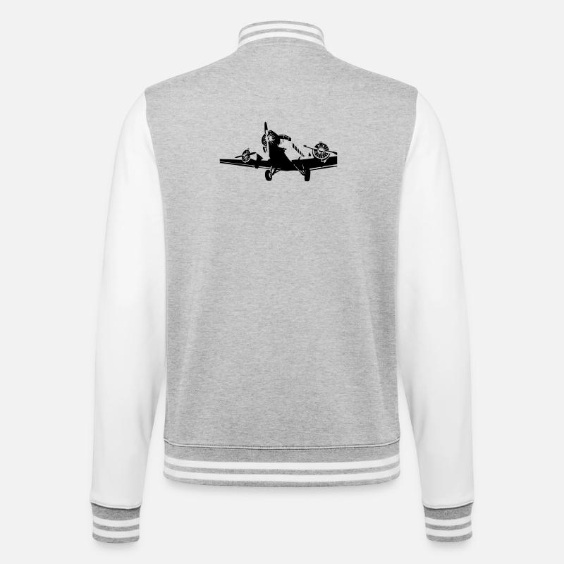 Junkers Ju-52 - College-Sweatjacke - Grau meliert/Weiß