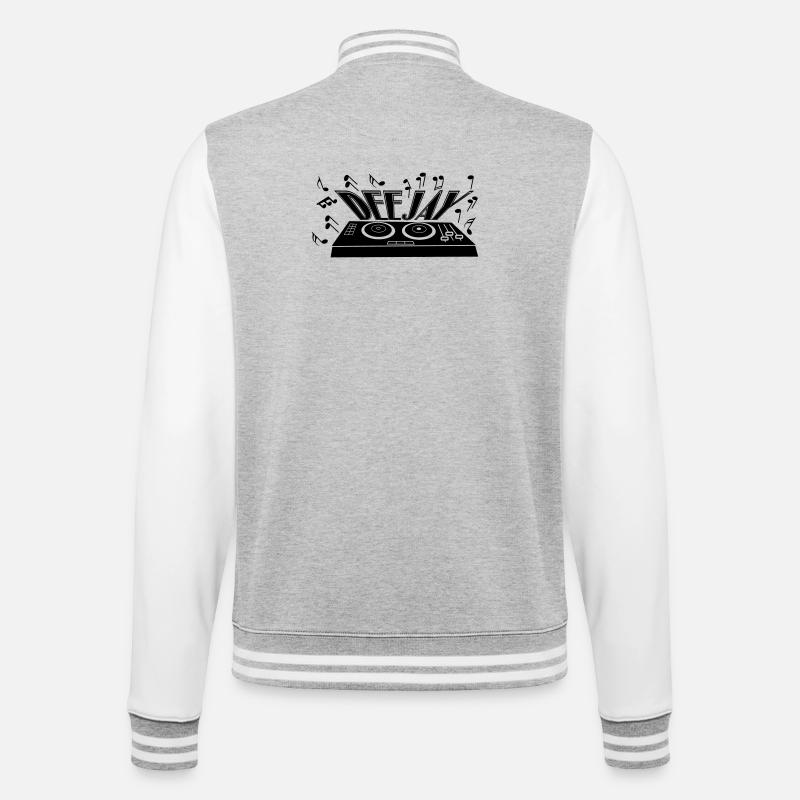 Deejay with turntable and tones - College Sweat Jacket - heather grey/white