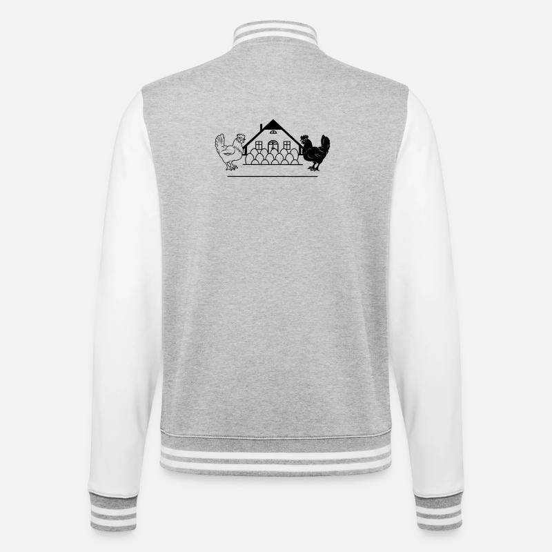Dunkles und helles Hühnermonogramm-Logo - College-Sweatjacke - Grau meliert/Weiß