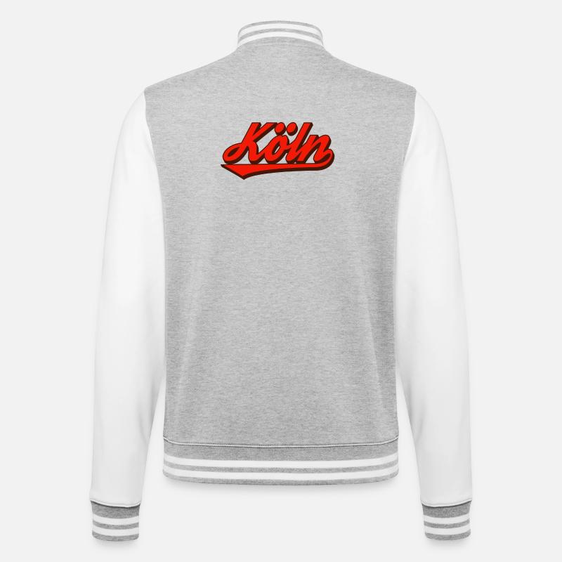 Cologne Retro Script Logo Red - College Sweat Jacket - heather grey/white