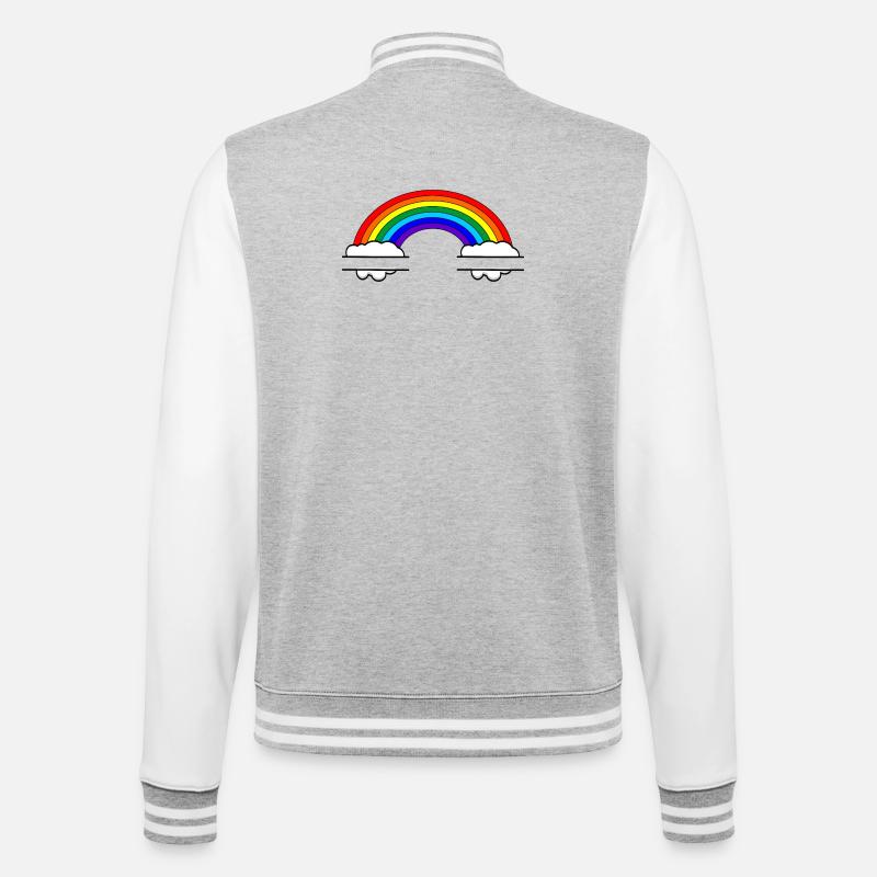 Regenbogen mit zwei Namensblasen - College-Sweatjacke - Grau meliert/Weiß