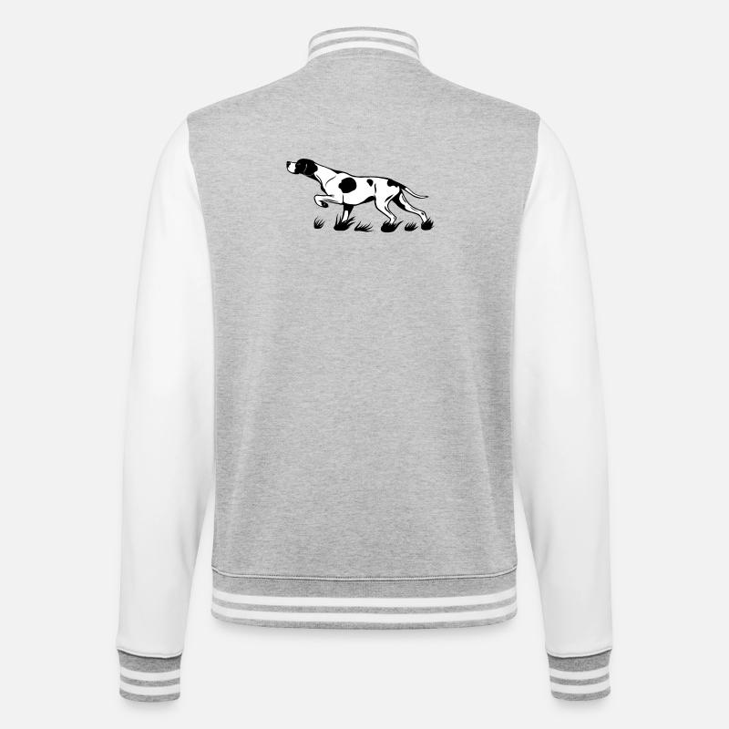 Pointer vorstehend - College-Sweatjacke - Grau meliert/Weiß