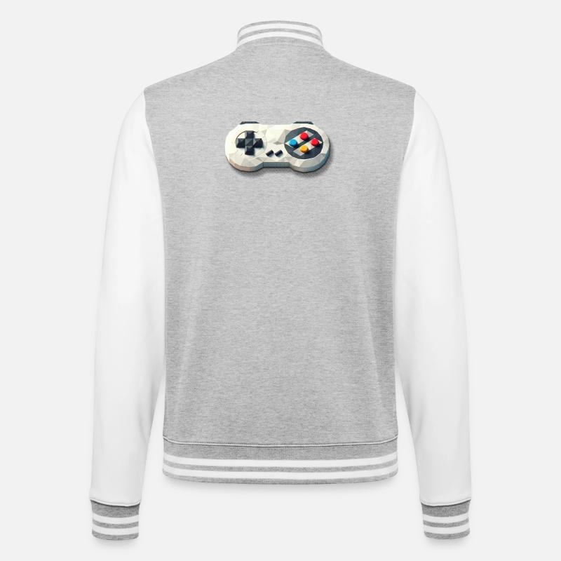 Retro Controller 16 Bit Gaming Nostalgie - College-Sweatjacke - Grau meliert/Weiß