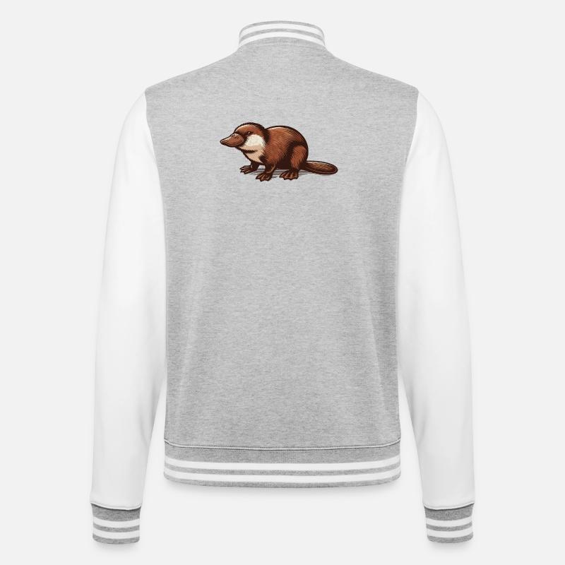 Ornithorynque - Veste Teddy - gris chiné / blanc