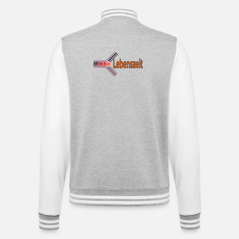 LEBENSZEIT ZEIT LEBEN - College-Sweatjacke - Grau meliert/Weiß