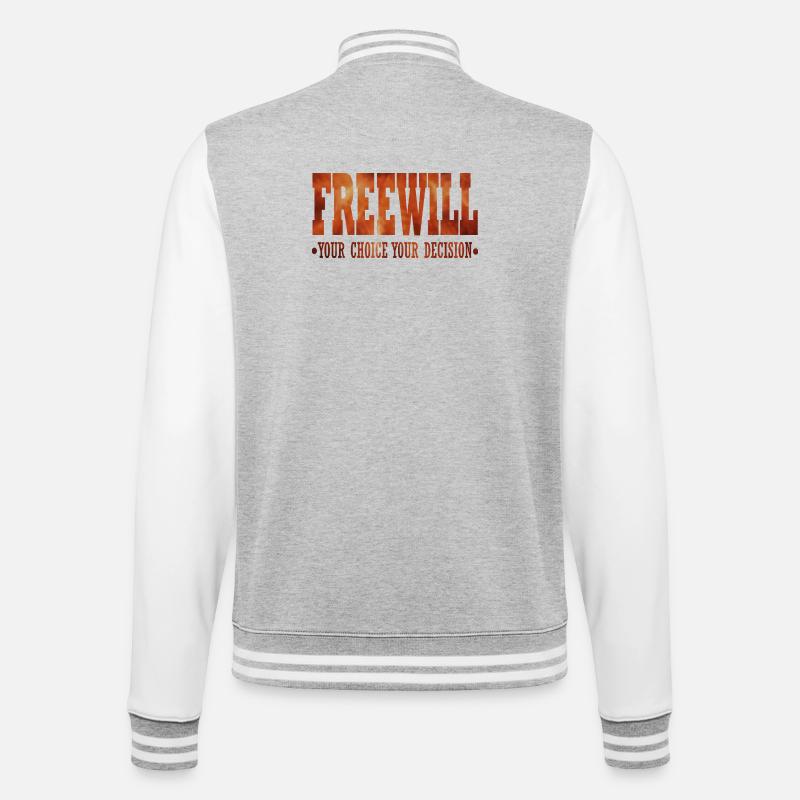 FreeWill - College Sweat Jacket - heather grey/white
