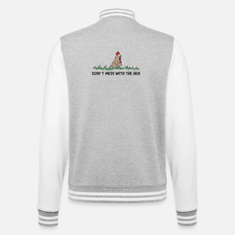 dont mess with the hen chicken - College-Sweatjacke - Grau meliert/Weiß