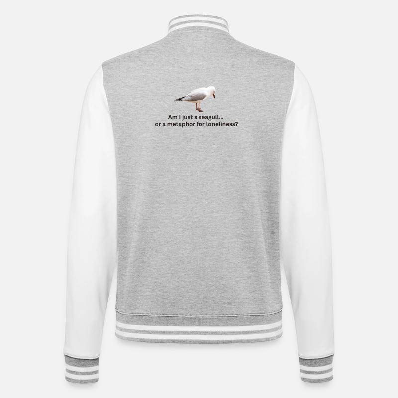 Möwe Einsamkeit Reflexion T-Shirt - College-Sweatjacke - Grau meliert/Weiß