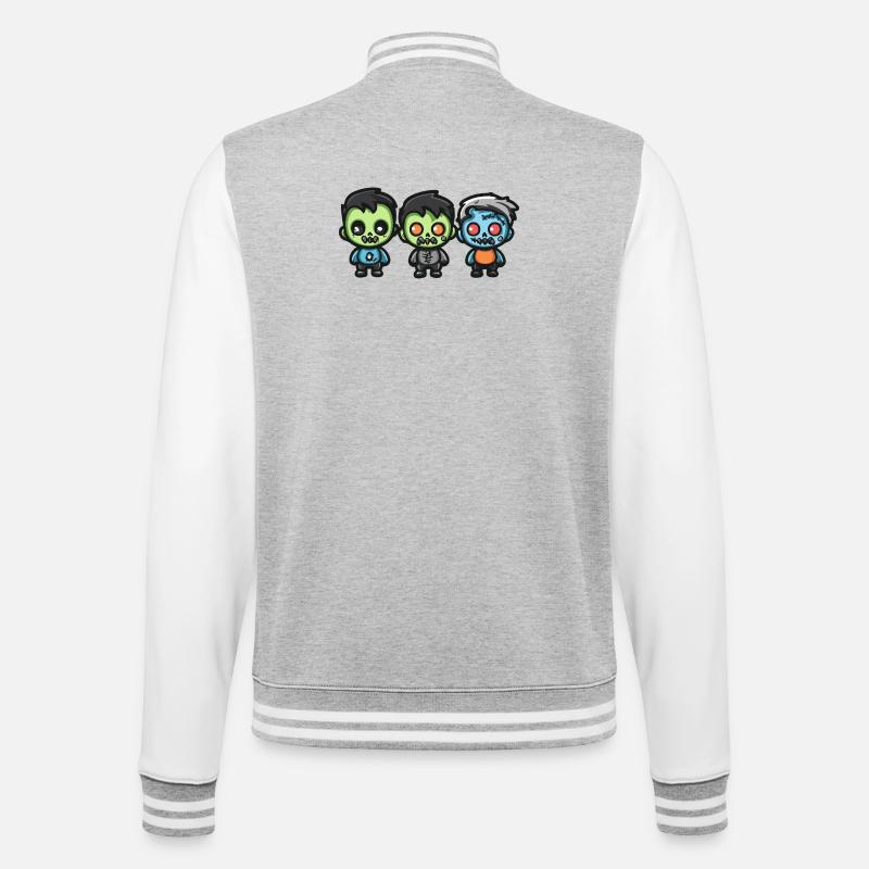 Zombies Halloween Niedlich Comic - College-Sweatjacke - Grau meliert/Weiß