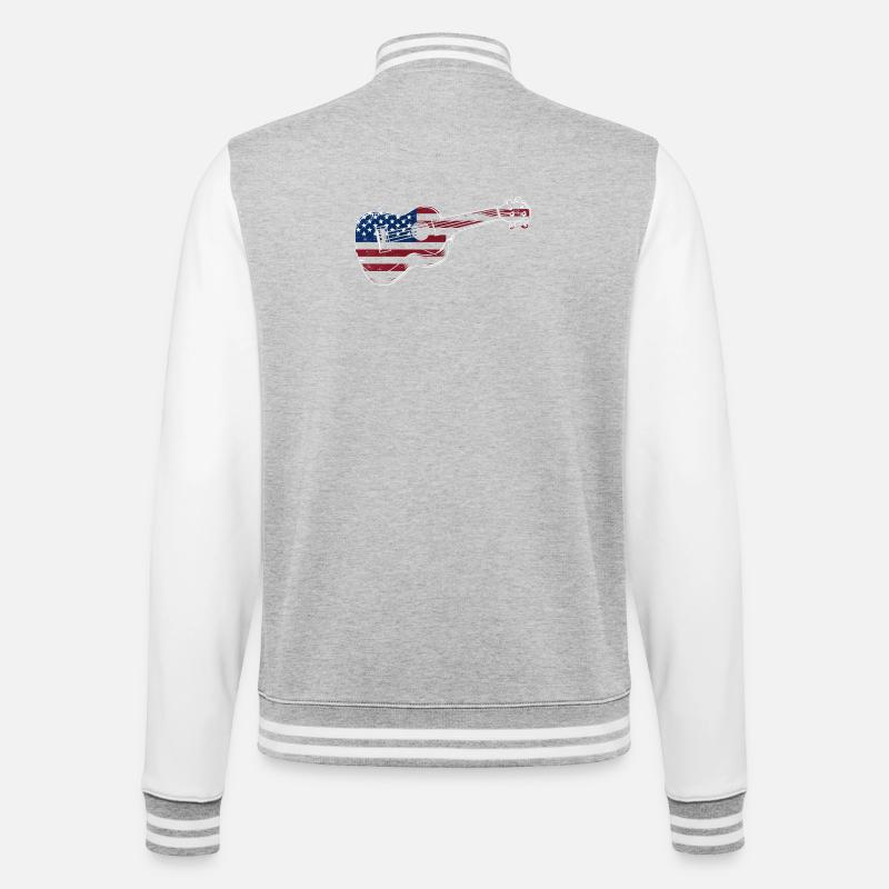 Hawaiian Ukulele Uke American Flag - College-Sweatjacke - Grau meliert/Weiß