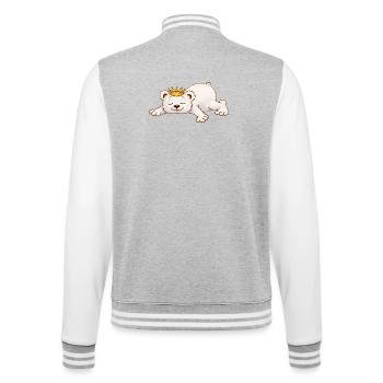 Ours endormi avec couronne – Motif d’animal mignon - Veste Teddy - gris chiné / blanc - Dos - Marisol (170cm)