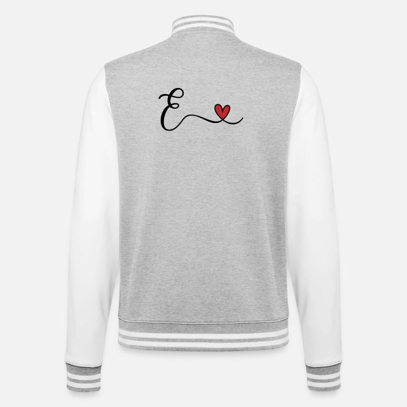 Letter E Monogram - College Sweat Jacket - heather grey/white