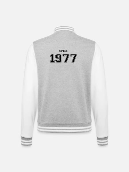 1977 birthday gift - College Sweat Jacket - heather grey/white