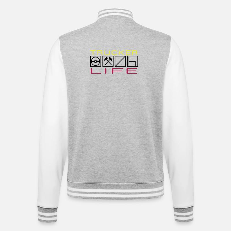 Trucker Life,Berufskraftfahrer,Fernfahrer - College-Sweatjacke - Grau meliert/Weiß