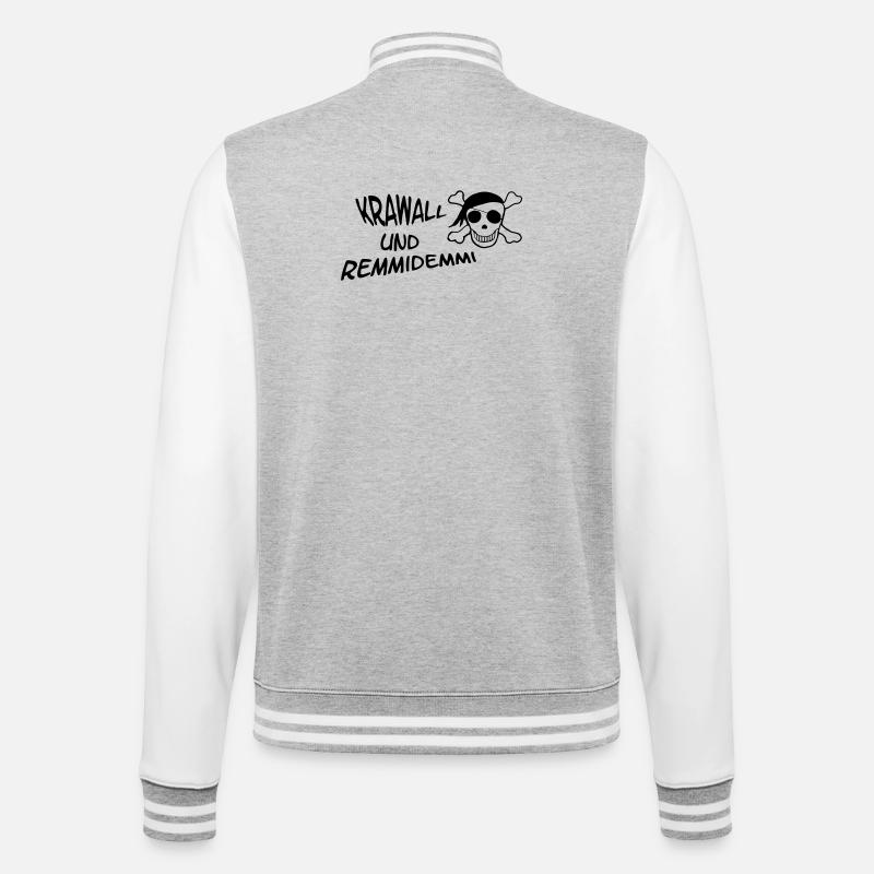 Krawall und Remmidemmi - College-Sweatjacke - Grau meliert/Weiß