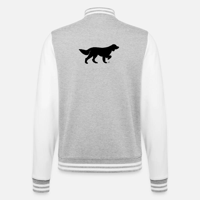 Deutsch Langhaar - College-Sweatjacke - Grau meliert/Weiß