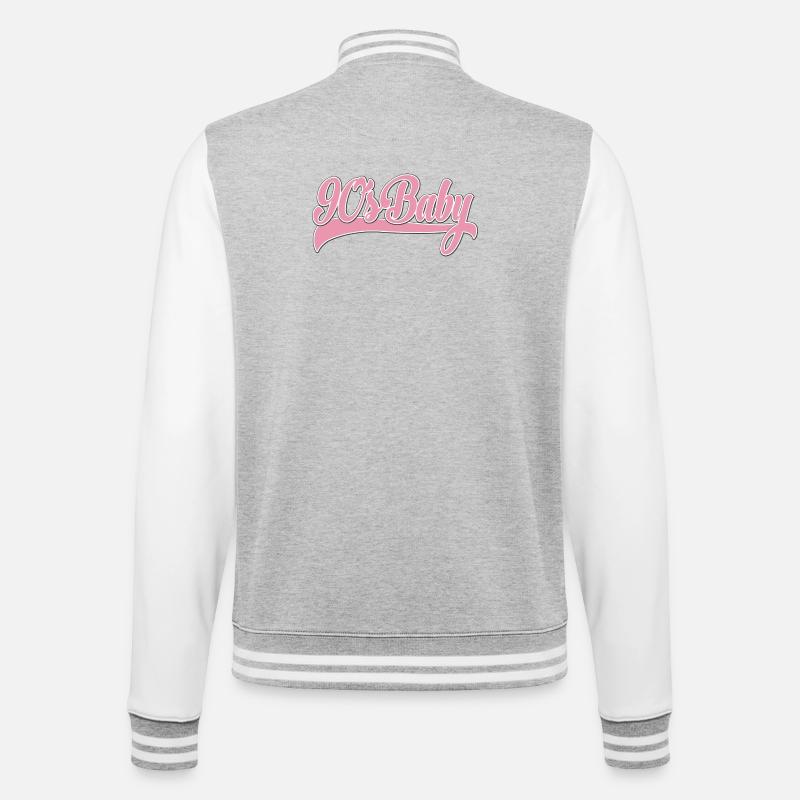 90s Baby Pink Retro Script - College Sweat Jacket - heather grey/white
