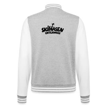 Skihasen Unterwegs - Wintersport Skifahrerinnen - College-Sweatjacke - Grau meliert/Weiß - Hinten - Marisol (170cm)