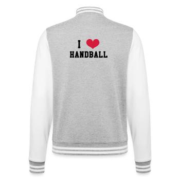 I Love Handball - College Sweat Jacket - heather grey/white - Back - Marisol (170cm)