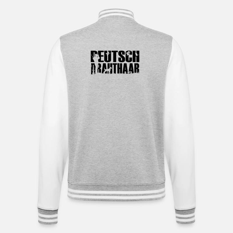Jagdhund Deutsch Drahthaar - College-Sweatjacke - Grau meliert/Weiß