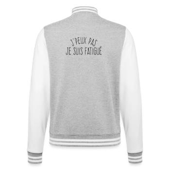 J'peux pas je suis fatigué (masculin)  - Veste Teddy - gris chiné / blanc - Dos - Marisol (170cm)